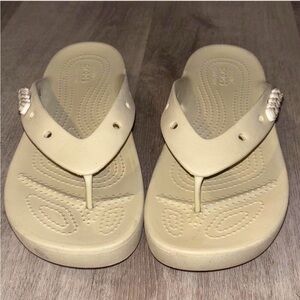 cream crocs sandals !
